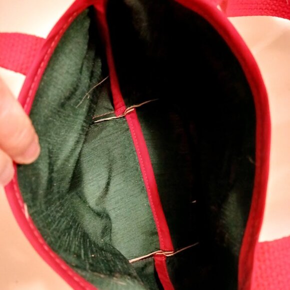 NEW Reusable Fabric Gift Bag Christmas Moose Beige Red Farmhouse style 8x8x4" - Picture 5 of 5